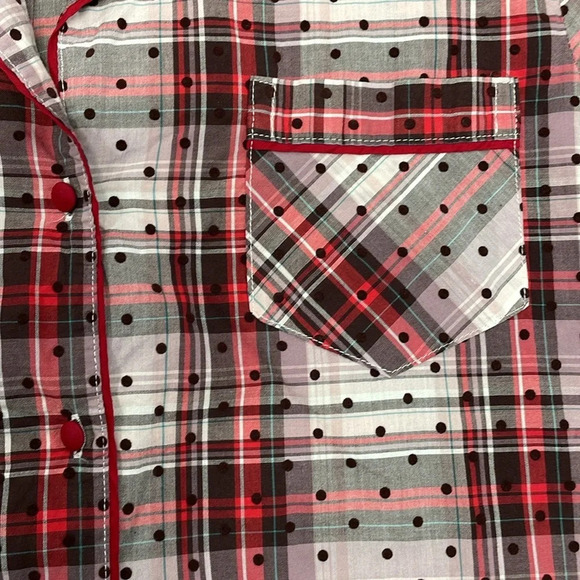 Victoria’s Secret Button Front Sleep Shirt Nightgown Plaid Polka Dot M - Picture 11 of 16